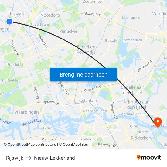 Rijswijk to Nieuw-Lekkerland map