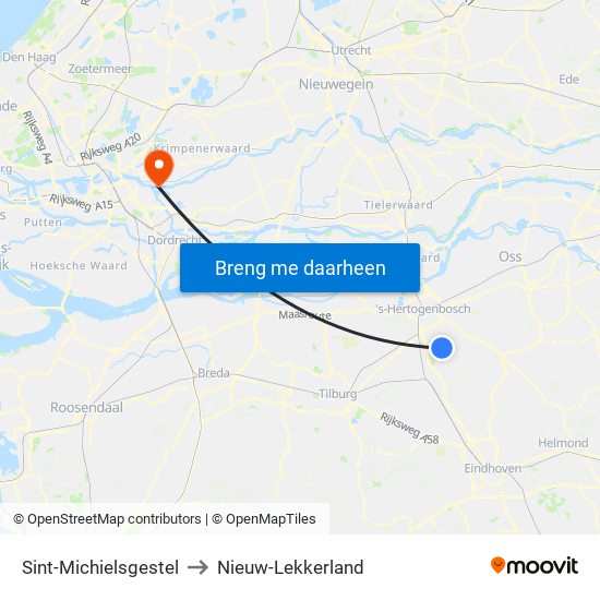 Sint-Michielsgestel to Nieuw-Lekkerland map