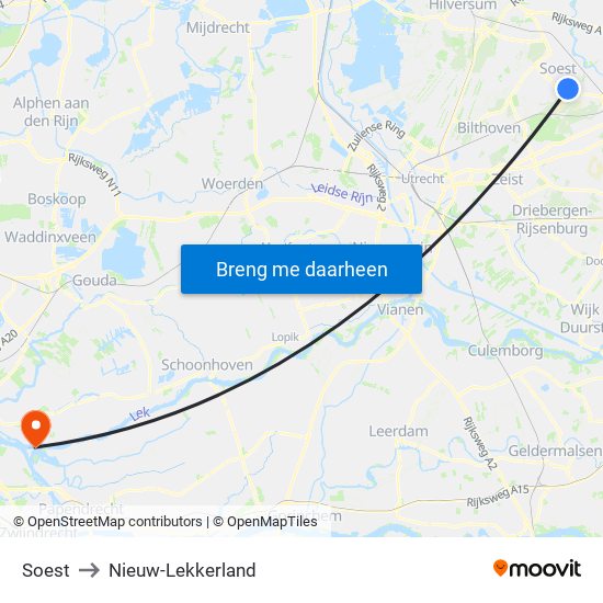 Soest to Nieuw-Lekkerland map