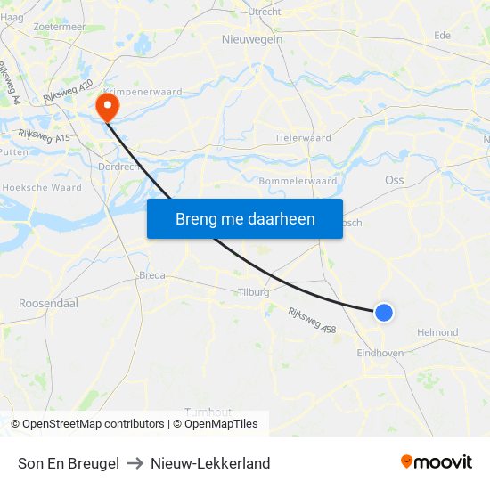 Son En Breugel to Nieuw-Lekkerland map