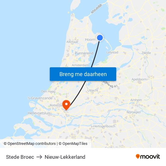 Stede Broec to Nieuw-Lekkerland map