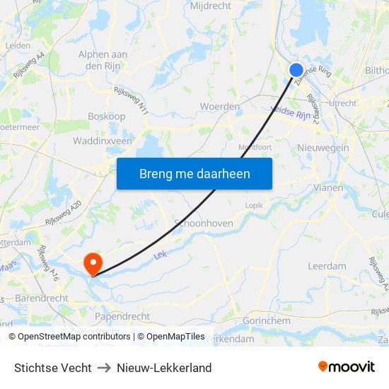 Stichtse Vecht to Nieuw-Lekkerland map