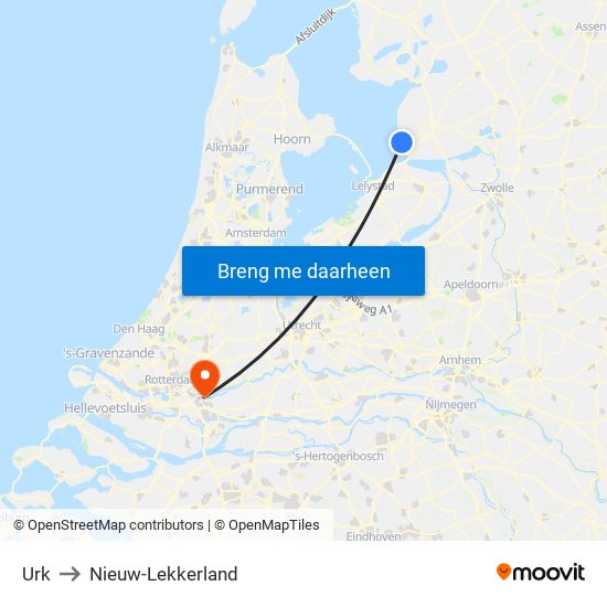 Urk to Nieuw-Lekkerland map