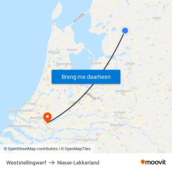 Weststellingwerf to Nieuw-Lekkerland map