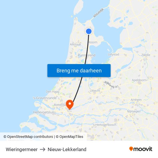 Wieringermeer to Nieuw-Lekkerland map