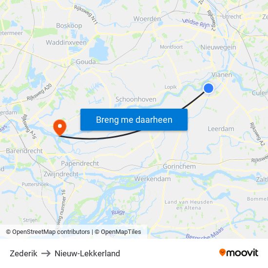 Zederik to Nieuw-Lekkerland map