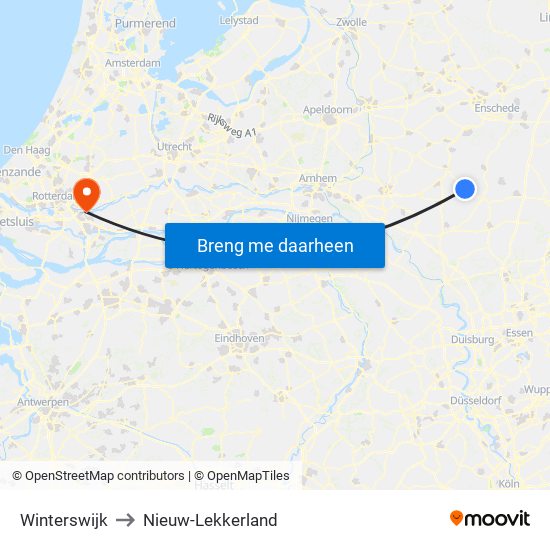 Winterswijk to Nieuw-Lekkerland map