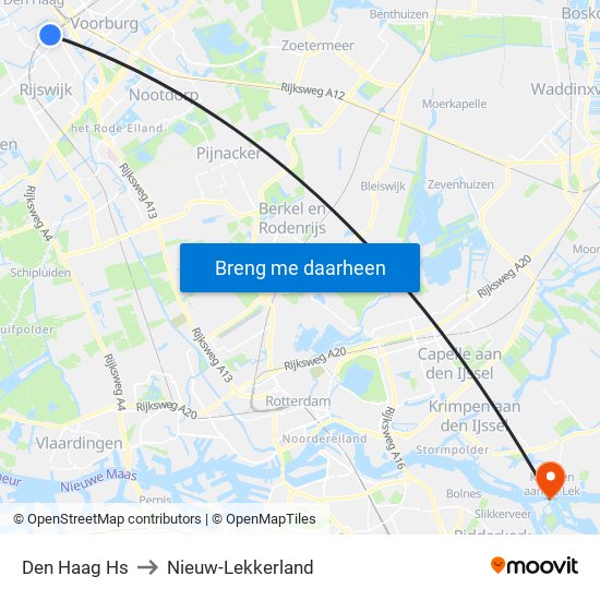 Den Haag Hs to Nieuw-Lekkerland map