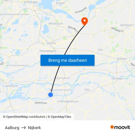 Aalburg to Nijkerk map
