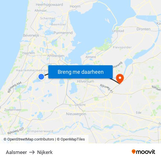 Aalsmeer to Nijkerk map