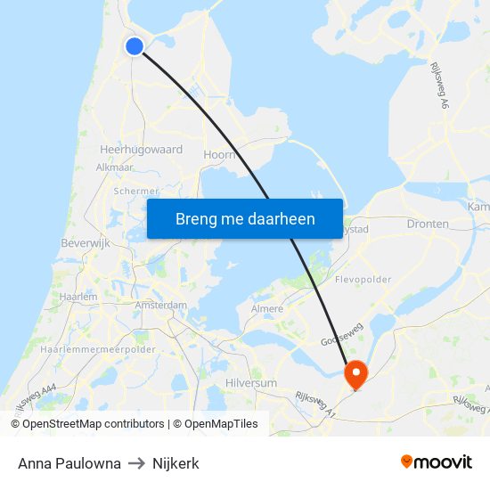 Anna Paulowna to Nijkerk map