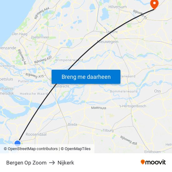 Bergen Op Zoom to Nijkerk map