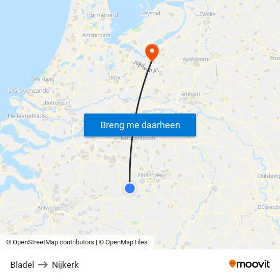 Bladel to Nijkerk map