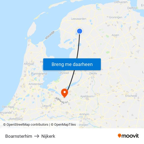 Boarnsterhim to Nijkerk map