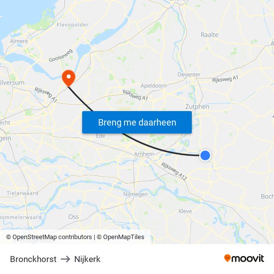 Bronckhorst to Nijkerk map