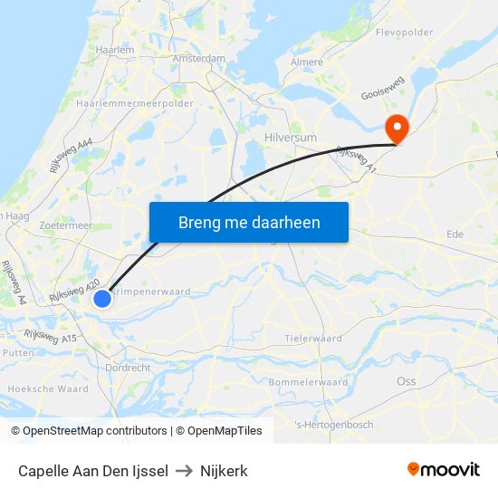 Capelle Aan Den Ijssel to Nijkerk map