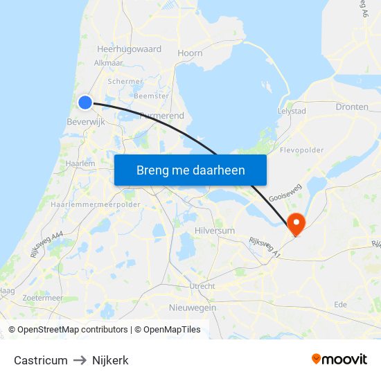 Castricum to Nijkerk map
