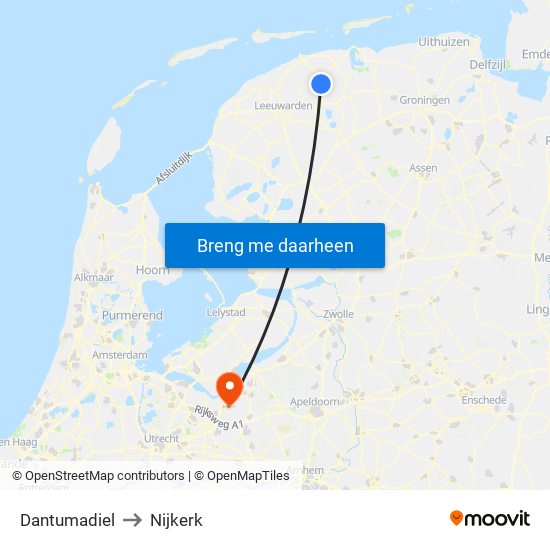 Dantumadiel to Nijkerk map