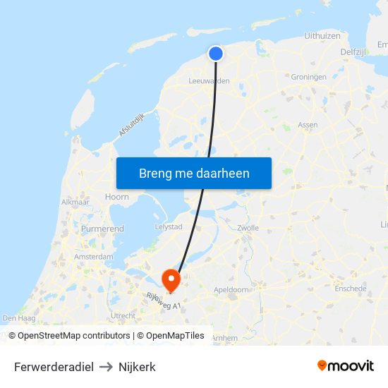 Ferwerderadiel to Nijkerk map