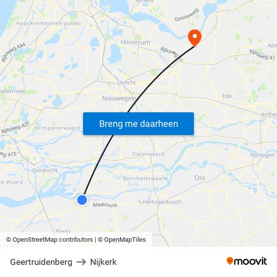 Geertruidenberg to Nijkerk map