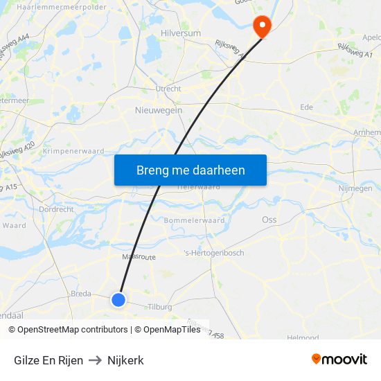 Gilze En Rijen to Nijkerk map