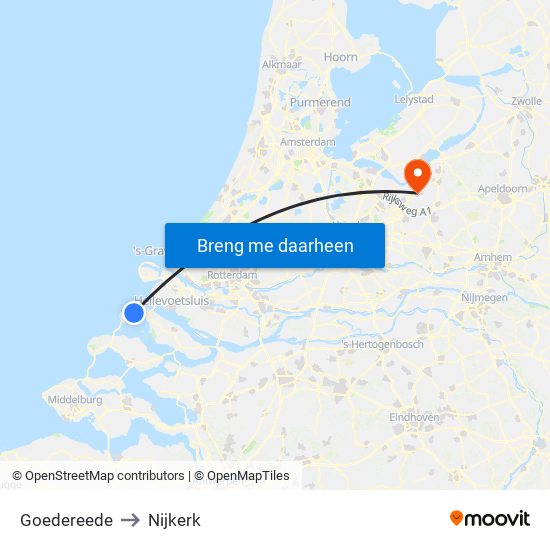 Goedereede to Nijkerk map