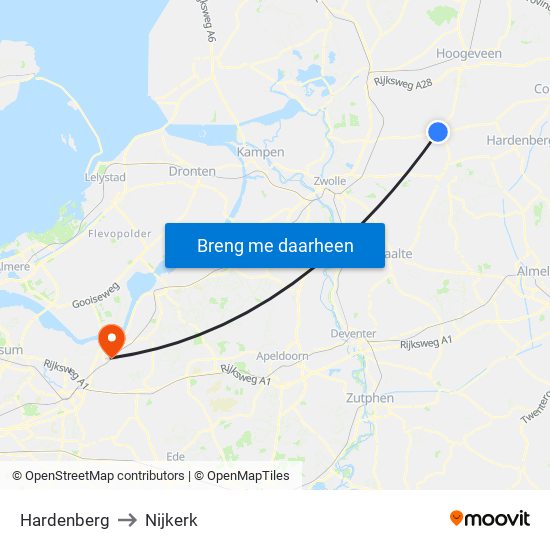 Hardenberg to Nijkerk map