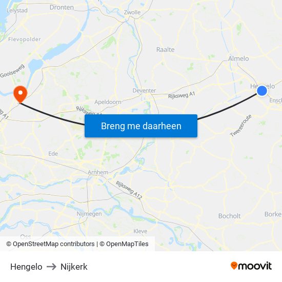 Hengelo to Nijkerk map