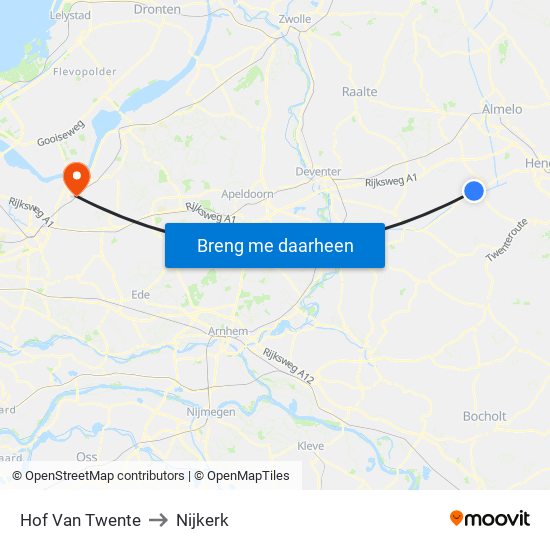Hof Van Twente to Nijkerk map