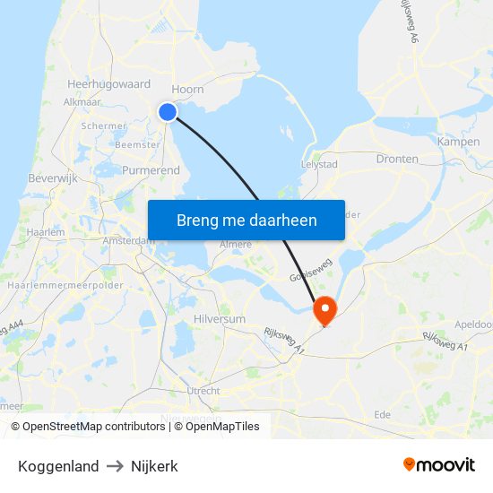 Koggenland to Nijkerk map
