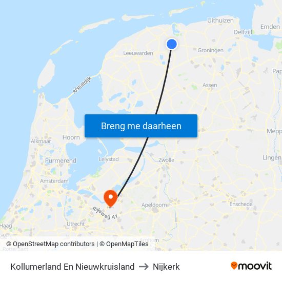 Kollumerland En Nieuwkruisland to Nijkerk map