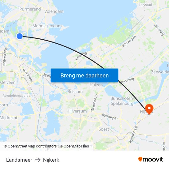 Landsmeer to Nijkerk map