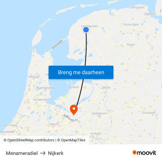 Menameradiel to Nijkerk map