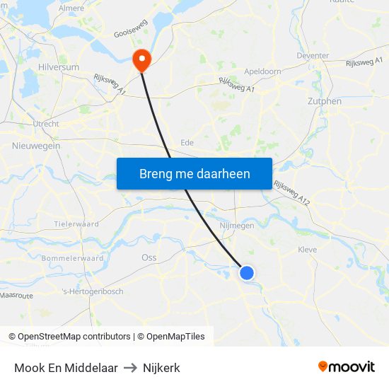 Mook En Middelaar to Nijkerk map