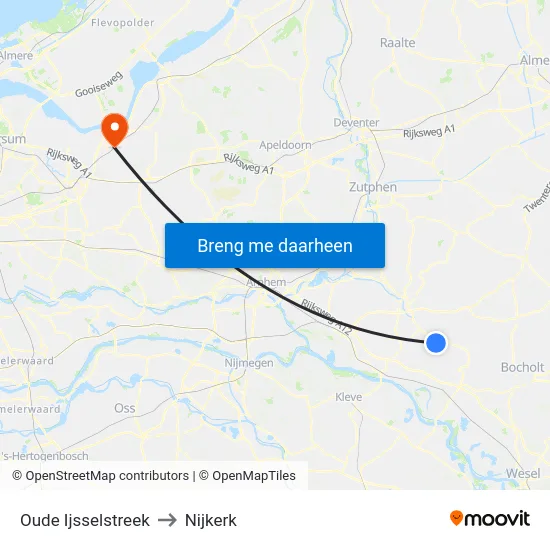 Oude Ijsselstreek to Nijkerk map