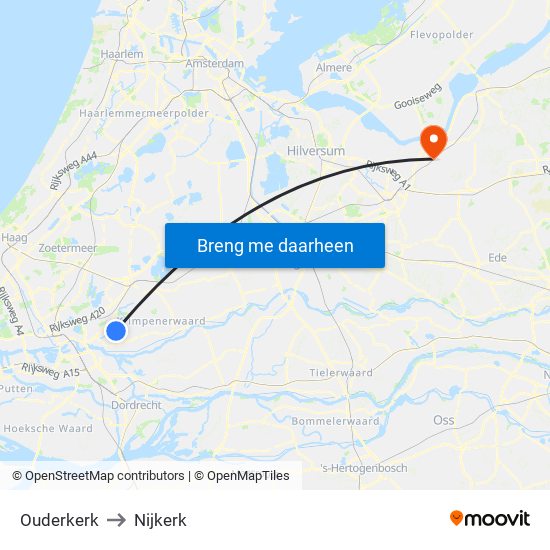 Ouderkerk to Nijkerk map