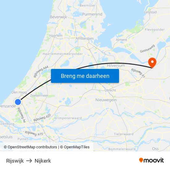 Rijswijk to Nijkerk map