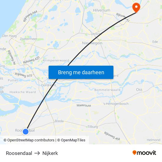 Roosendaal to Nijkerk map