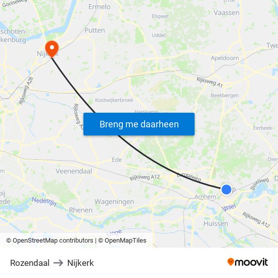 Rozendaal to Nijkerk map