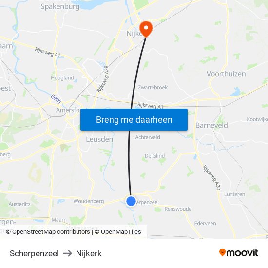 Scherpenzeel to Nijkerk map
