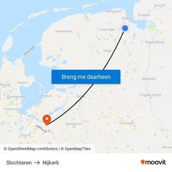 Slochteren to Nijkerk map