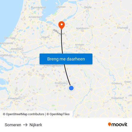Someren to Nijkerk map