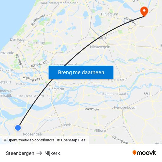 Steenbergen to Nijkerk map