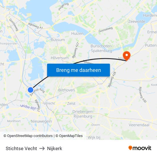 Stichtse Vecht to Nijkerk map