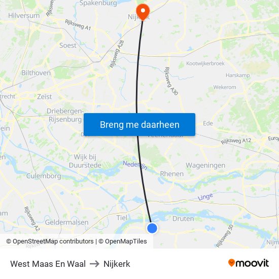West Maas En Waal to Nijkerk map