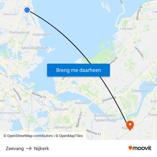 Zeevang to Nijkerk map