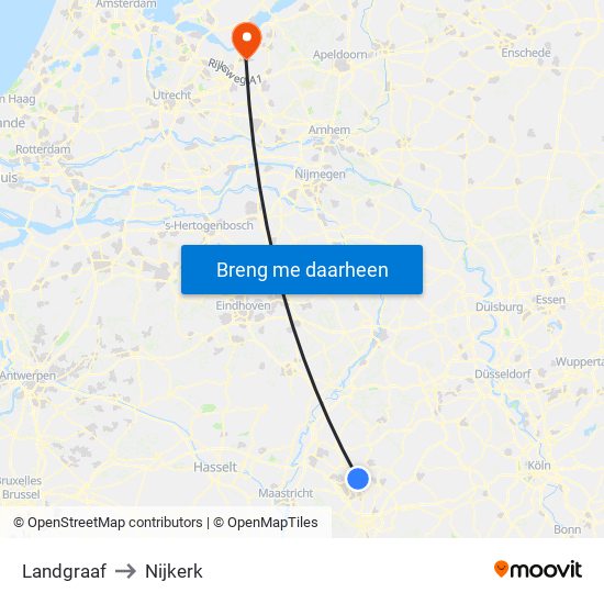 Landgraaf to Nijkerk map