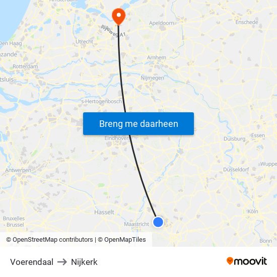 Voerendaal to Nijkerk map