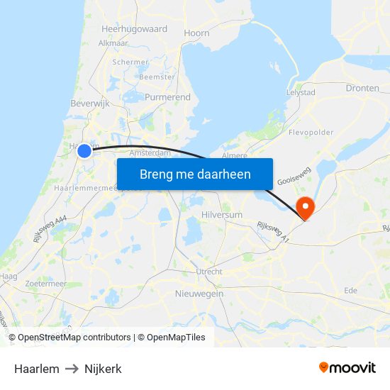 Haarlem to Nijkerk map