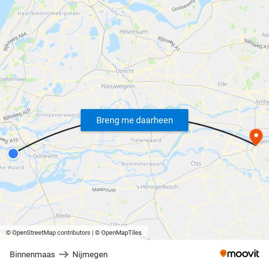 Binnenmaas to Nijmegen map